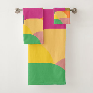 Overlapping scales circles pattern bath towel set