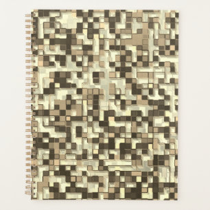 Overlapping small squares in tones brown to beige planner