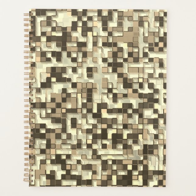 Overlapping small squares in tones brown to beige planner (Front)