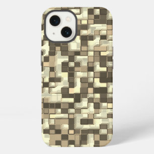 Overlapping small squares in tones of brown beige iPhone 13 case