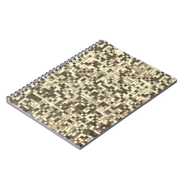 Overlapping small squares in tones of brown beige notebook (Left Side)