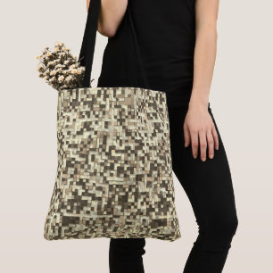 Overlapping small squares in tones of brown beige tote bag