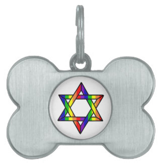 Overlapping Star of David Rainbow Zazzle.png Pet Tag