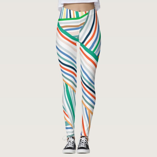 Overlapping Stripes Scarf Leggings (Front)