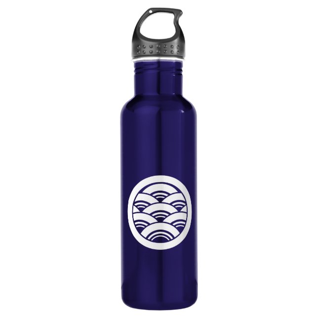 Overlapping waves in circle 710 ml water bottle (Front)