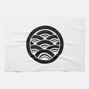 Overlapping waves in circle tea towel