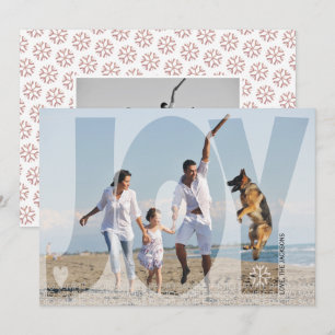 Overlay joy Christmas dusty rose photo Holiday Card