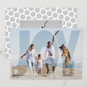 Overlay joy Christmas holiday grey photo card