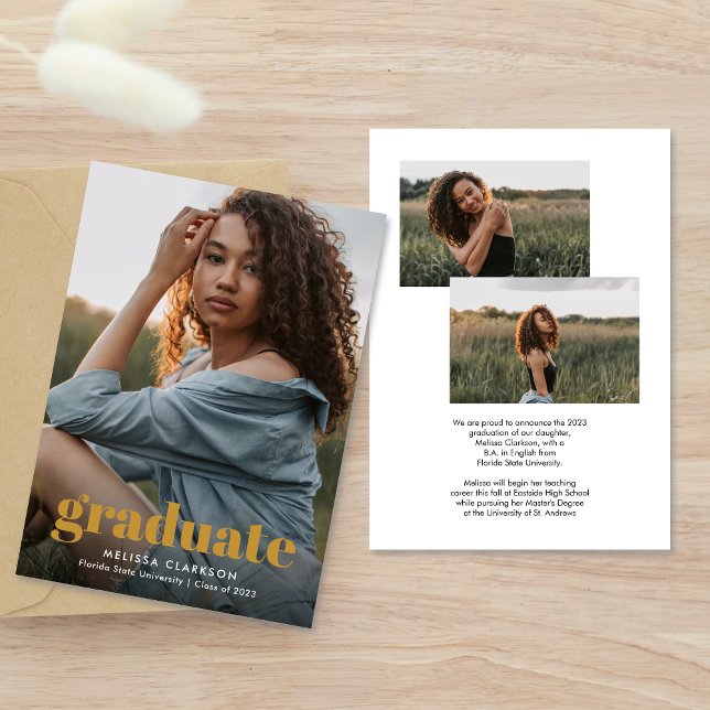 Overlay Modern Script | Three Photos Graduation Announcement (Creator Uploaded)