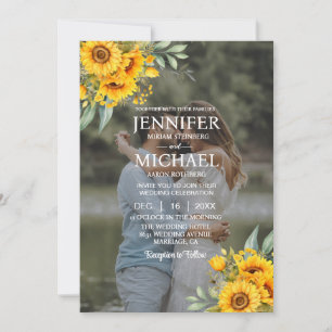 Overlay Picture Photo QR Sunflowers Wedding Invitation