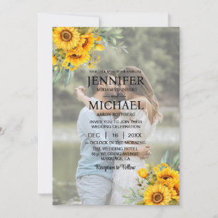 Overlay Picture Photo QR Sunflowers Wedding Invitation