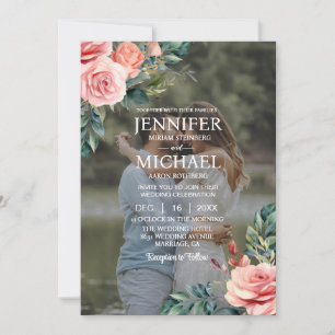 Overlay Portrait Picture Photo QR Roses Wedding Invitation