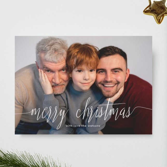 Overlay White Merry Christmas Holiday Photo Card (Creator Uploaded)