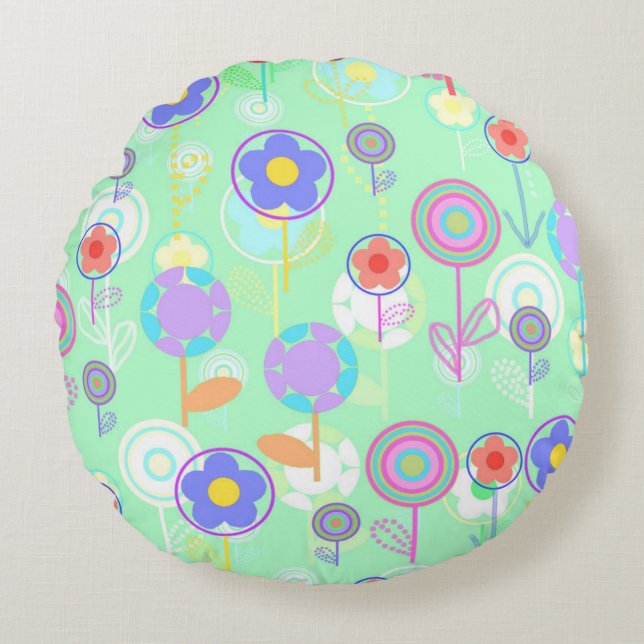 Overlayer Flowers Round Cushion (Front)