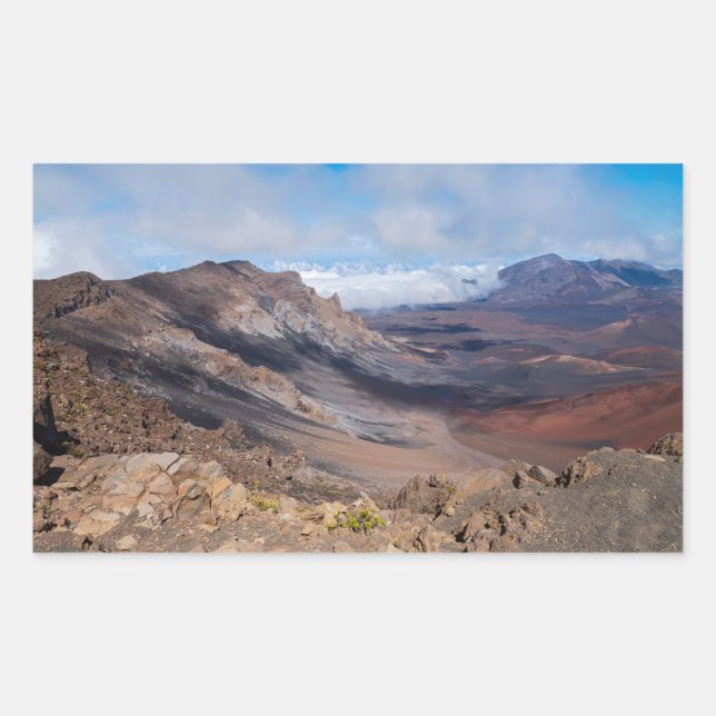 overlooking haleakala crater from rim rectangular sticker (Front)