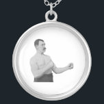 Overly Manly Man Meme Silver Plated Necklace<br><div class="desc">About this meme: "Rage Comics" are an ever-increasing collection of comics that proliferate user content generated websites such as reddit, 4chan, and 9gag, among others, which consist of a basic set of silly and funny fundamental characters, or "rage faces, " that can be applied to different circumstances and tell real...</div>