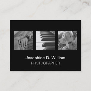 Oversize 3 photos or logo black white modern chic business card