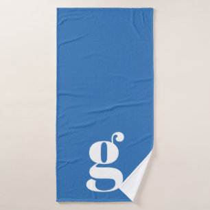 Oversize Bold Lowercase Monogram Blue Personalised Bath Towel