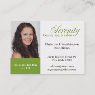 Oversize green custom headshot company logo business card