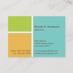 Oversize modern colour block turquoise professiona business card