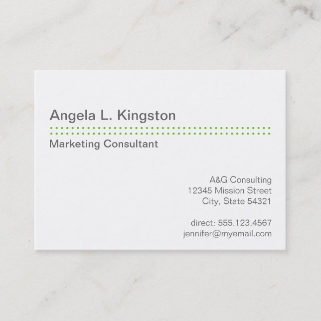 Oversize modern micro dot apple green grey custom business card (Front)