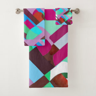 Oversize watercolor strokes bath towel set