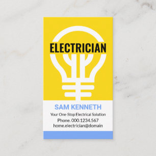 Oversize Yellow Bulb Signage Electrical Contractor Business Card