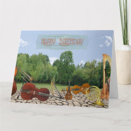 Oversized Birthday Orchestra Instruments in Park Card