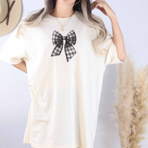 Oversized Coquette Black and White Bow T-Shirt