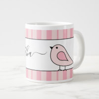 Oversized Cute Bird Pink Stripe Personalised