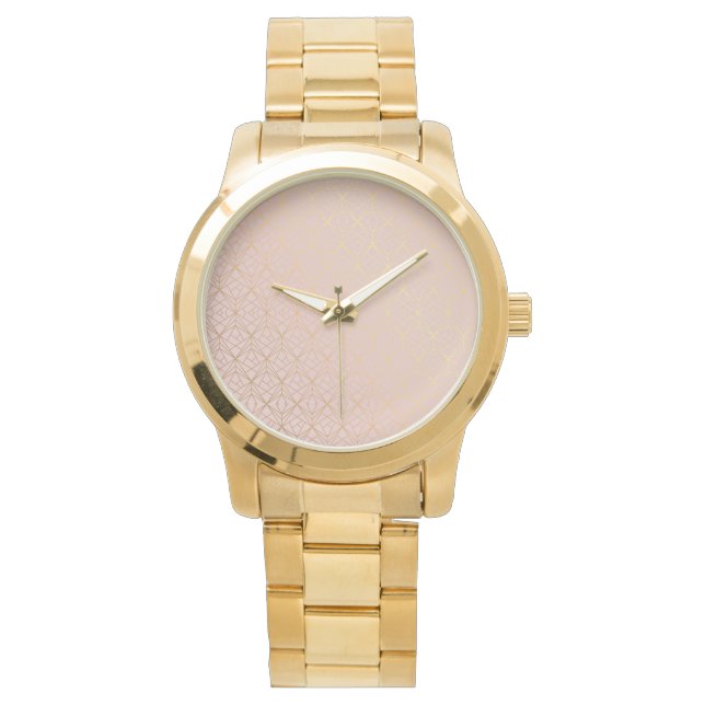 Oversized Gold Bracelet Rose Gold Design Watch (Front)