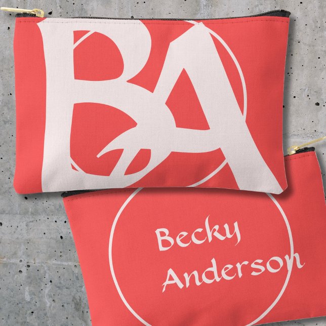 Oversized Initials in Rosé and Red Accessory Pouch (Creator Uploaded)