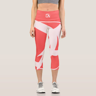 Oversized Initials in Rosé and Red Capri Leggings