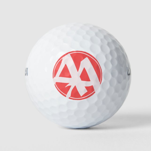 Oversized Initials in Rosé and Red Golf Balls (Front)