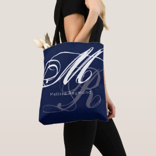 Oversized Monogram all over Navy Blue Tote Bag