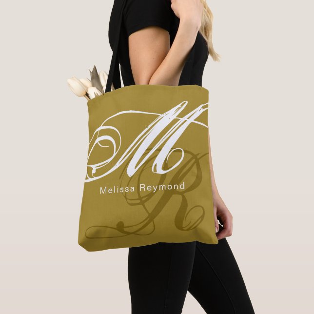 Oversized Monogram all-over Olive-Oil Tote Bag (Close Up)