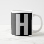 Oversized Monogram Initial in Black and Grey Large Coffee Mug<br><div class="desc">Bold and simple, custom jumbo mug with your choice of initial. The design features oversized sans serif typography in grey on a black background. The template is set up for you to change the letter but, if you wish to edit the colours as well, please click "customise further" or message...</div>