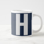 Oversized Monogram Initial in Dark Blue and Grey Large Coffee Mug<br><div class="desc">Bold and simple, custom jumbo mug with your choice of initial. The design features oversized sans serif typography in silver grey on a dark blue background. The template is set up for you to change the letter but, if you wish to edit the colours as well, please click "customise further"...</div>