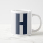 Oversized Monogram Initial in Silver Grey and Blue Large Coffee Mug<br><div class="desc">Bold and simple, custom jumbo mug with your choice of initial. The design features oversized sans serif typography in dark blue on a silver grey background. The template is set up for you to change the letter but, if you wish to edit the colours as well, please click "customise further"...</div>
