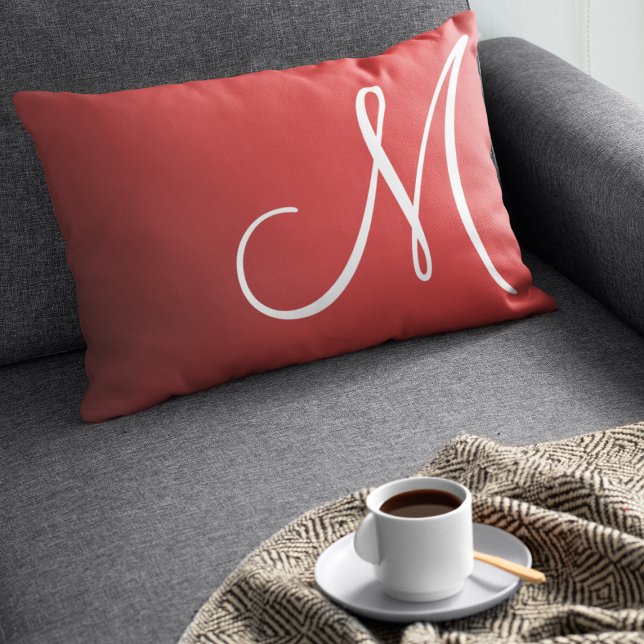 Oversized Monogram Minimalistic Red Ombre Lumbar Cushion (Creator Uploaded)