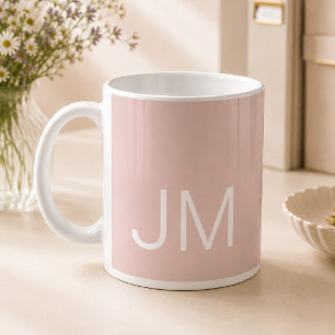 Oversized Monogrammed Initials Blush Pink Coffee Mug