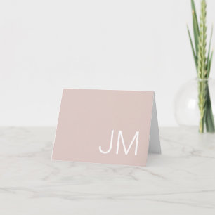 Oversized Monogrammed Initials Blush Pink Folded Note Card