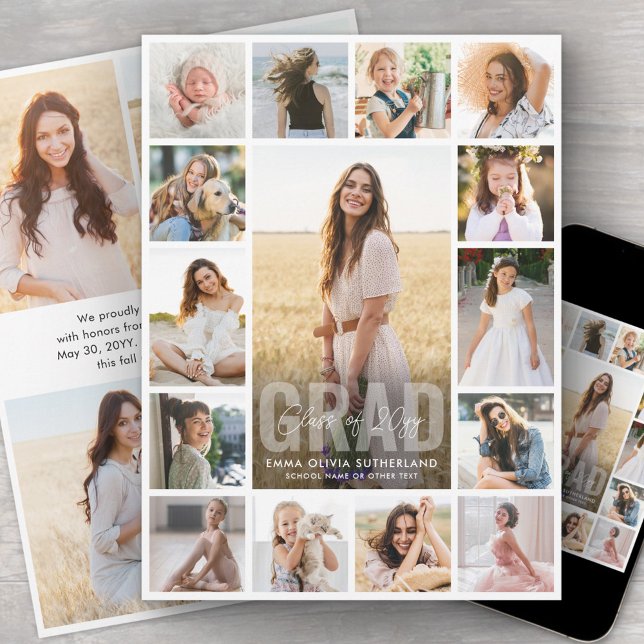 Oversized Photo Collage Modern Overlay Graduation Announcement (Creator Uploaded)