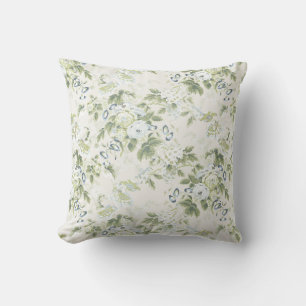 Oversized Sage Chintz Bloom, Botanical Cushion