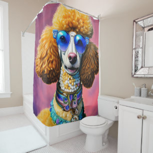 Oversized Sunglasses Poodle Dog Shower Curtain