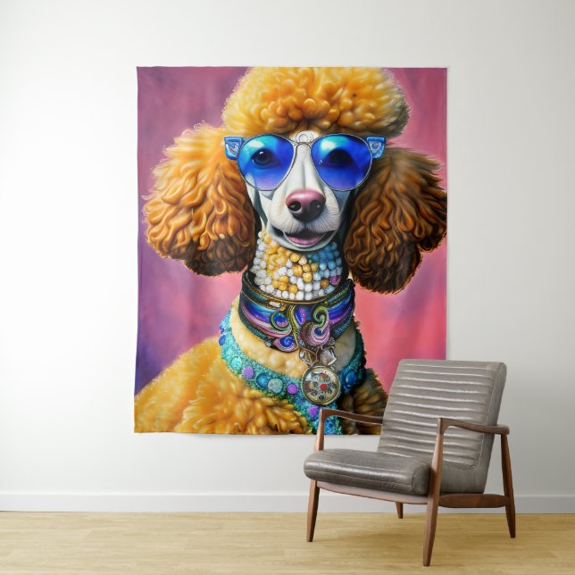 Oversized Sunglasses Poodle Dog Tapestry (In Situ)