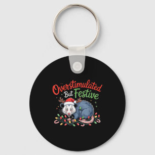 Overstimulated But Festive Funny Christmas Ossum U Key Ring