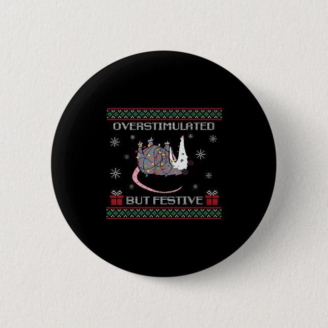 Overstimulated But Festive Ossum Christmas Tree Li 6 Cm Round Badge (Front)