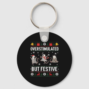 Overstimulated But Festive Ossum Ugly Sweater Chri Key Ring