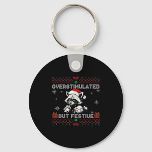 Overstimulated But Festive Ossum Ugly Sweater Chri Key Ring